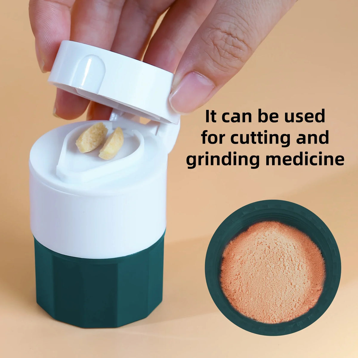 4-in-1 Pill Cutter Grinder Crusher & Storage Box – Portable Pill Organizer Qme