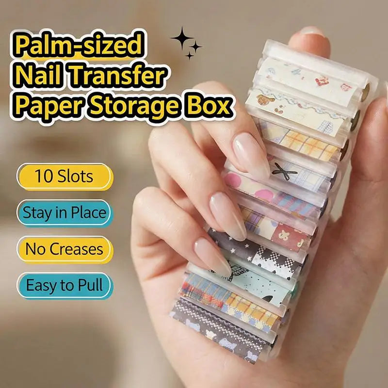 Nail Transfer Paper Organizer Box – 10 Grid Storage Case Nail Art Organizer Qme