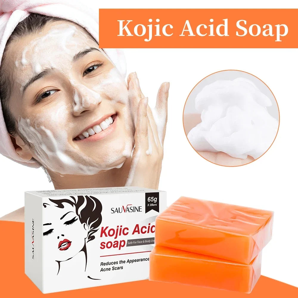Handmade Kojic Acid Brightening Soap – Natural & Gentle Brightening Bar Soap Qme 2pcs-1box