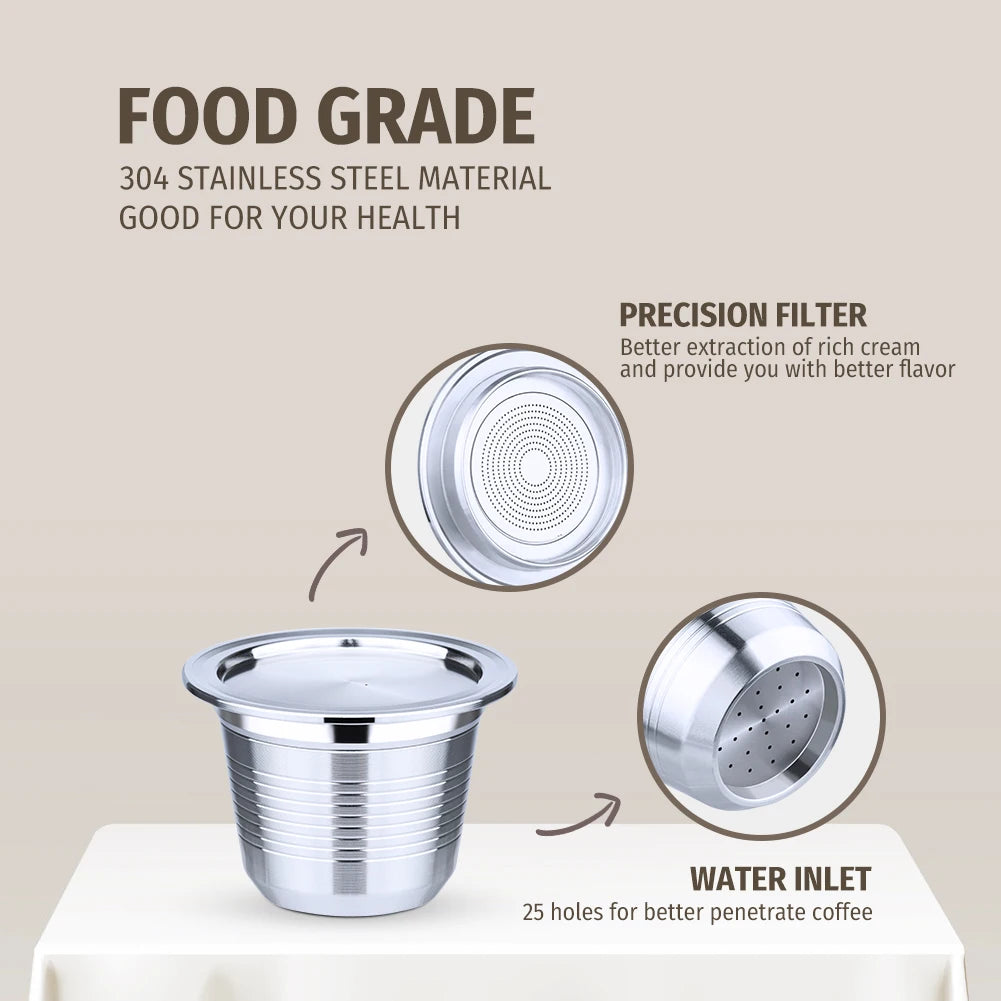 Reusable Stainless Steel Capsule for Xiaomi Scishare & Nespresso Reusable Coffee Capsule Qst