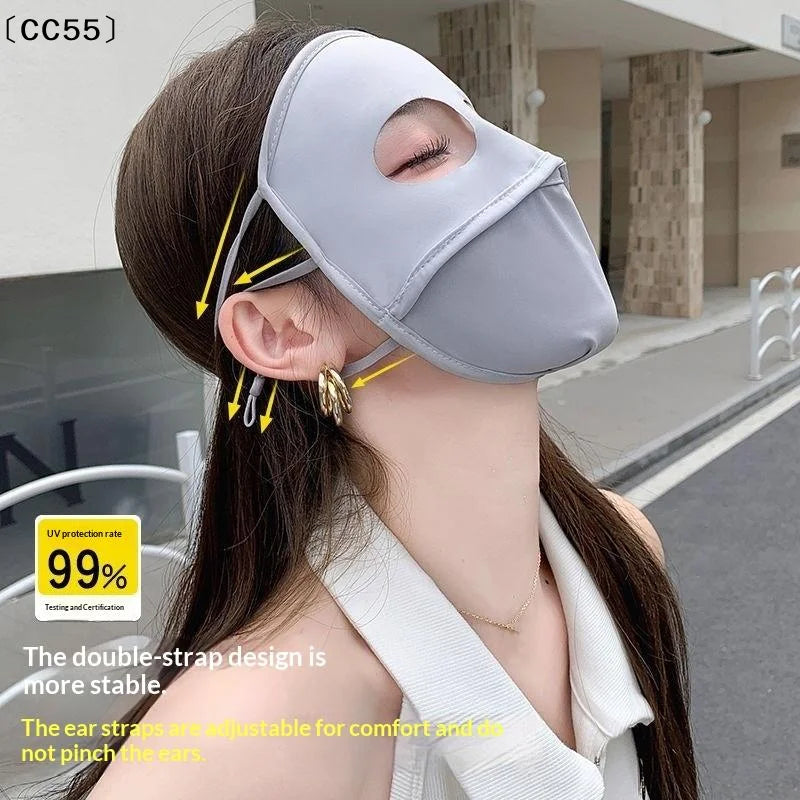 Women's UV Full Face Sun Mask – Breathable Outdoor Cover Sun Protection Mask Qst