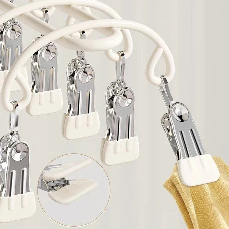 20-Clip Stainless Steel Sock & Underwear Drying Rack Laundry Drying Rack Qme