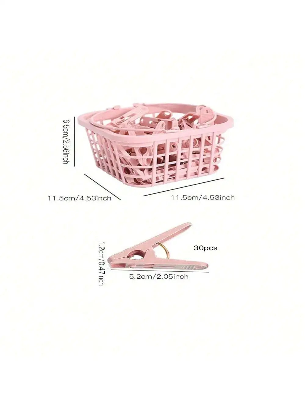 Windproof Plastic Clothes Pins Drying Clips with Basket 30pcs Clothes Pegs Set Qme