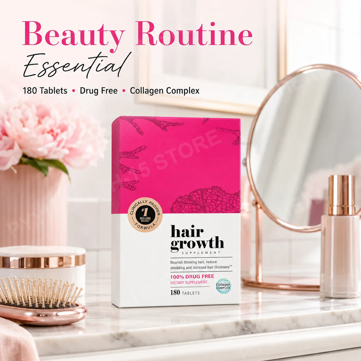 Hair Support Supplements – Biotin & Marine Collagen, 180 Tablets Hair Beauty Supplement Qst