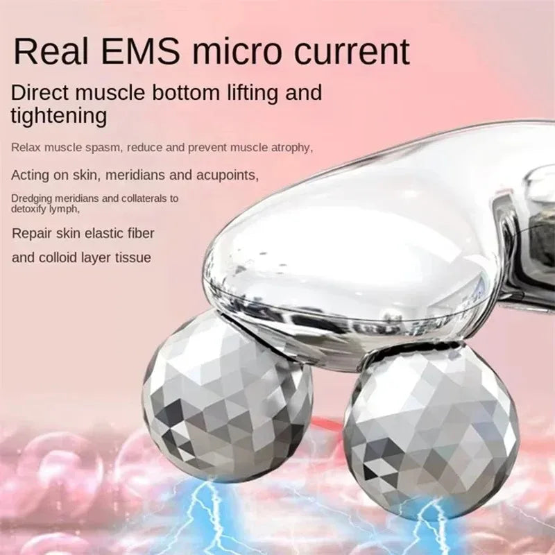 Microcurrent Face Lift Roller Massager | EMS Skin Tightening Facial Massager Device Qst