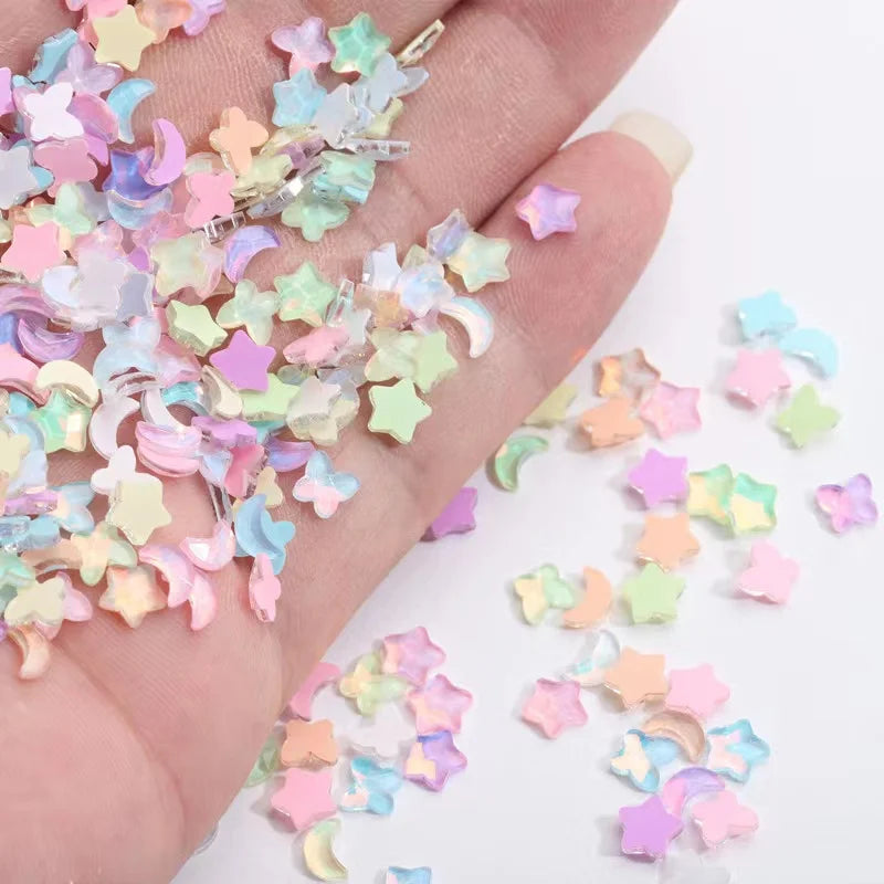 3D Nail Charms Rhinestone Gems – 50pcs Star & Love Art Nail Art Charms Qme mix 50 pcs