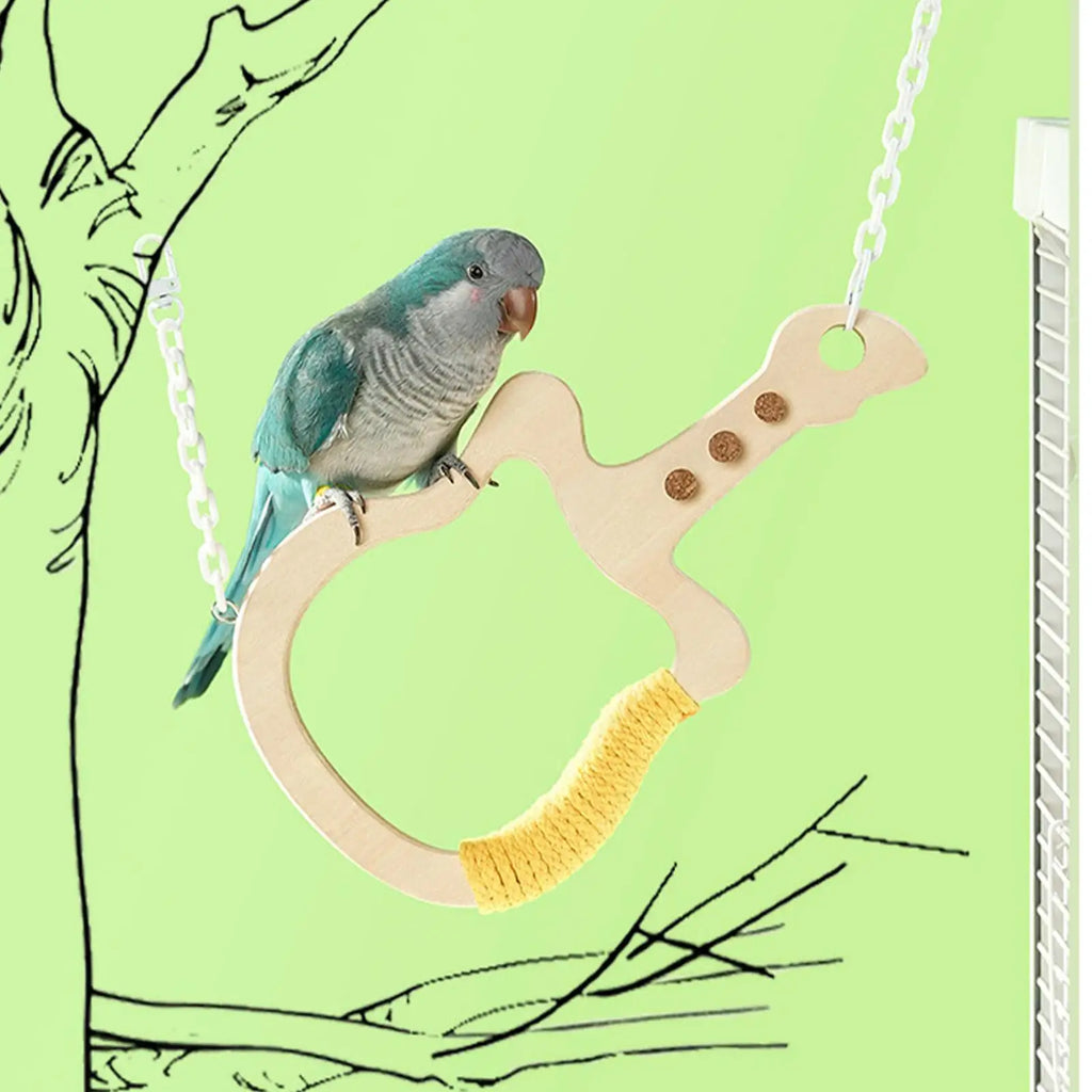 Natural Wood Parrot Perch Swing – Bird Cage Accessory Bird Cage Accessory Qme