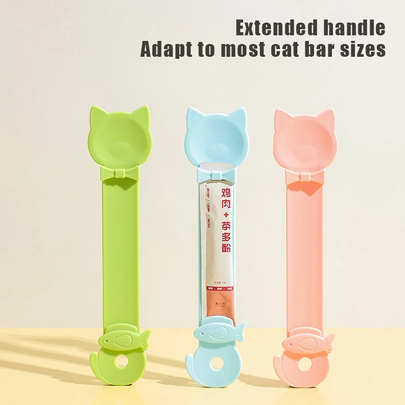 Long Handle Cat Treat Squeeze Feeder Spoon – Pet Food Dispenser Cat Treat Feeder Qst