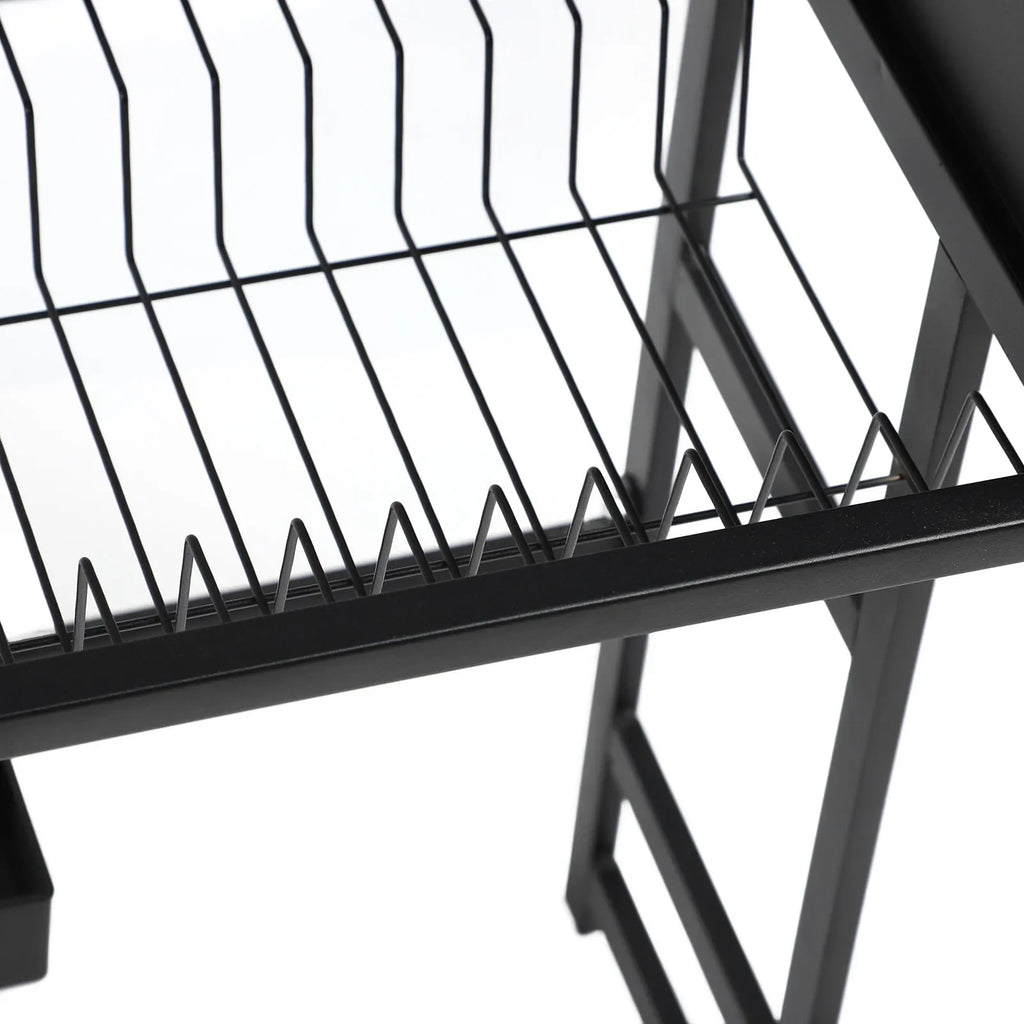 2-Tier Over-Sink Dish Drying Rack | Carbon Steel Space Saver Over-Sink Dish Rack Qme