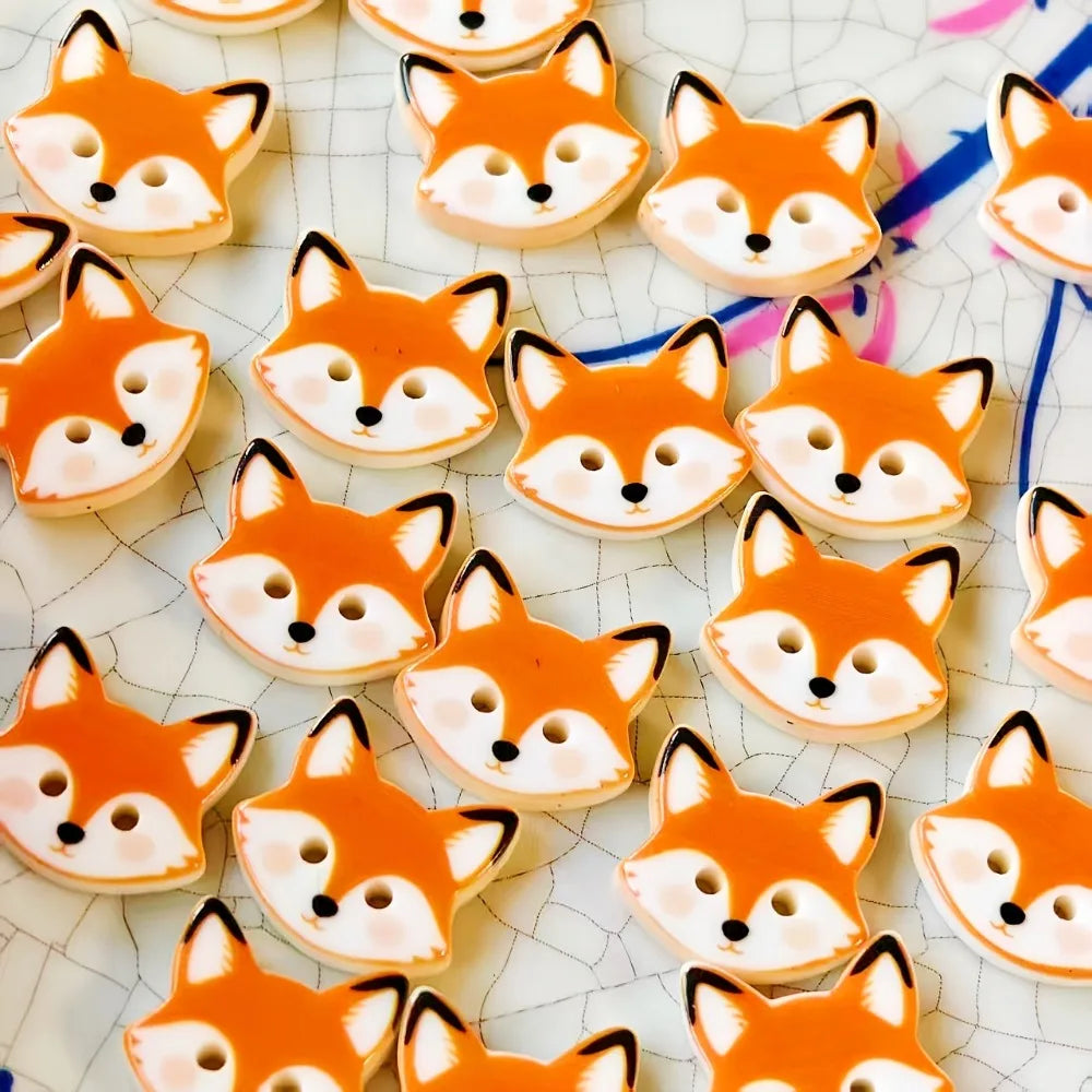 Cute Fox Resin Buttons – Decorative Handmade Craft Accessory Decorative Craft Buttons Qme 20pcs