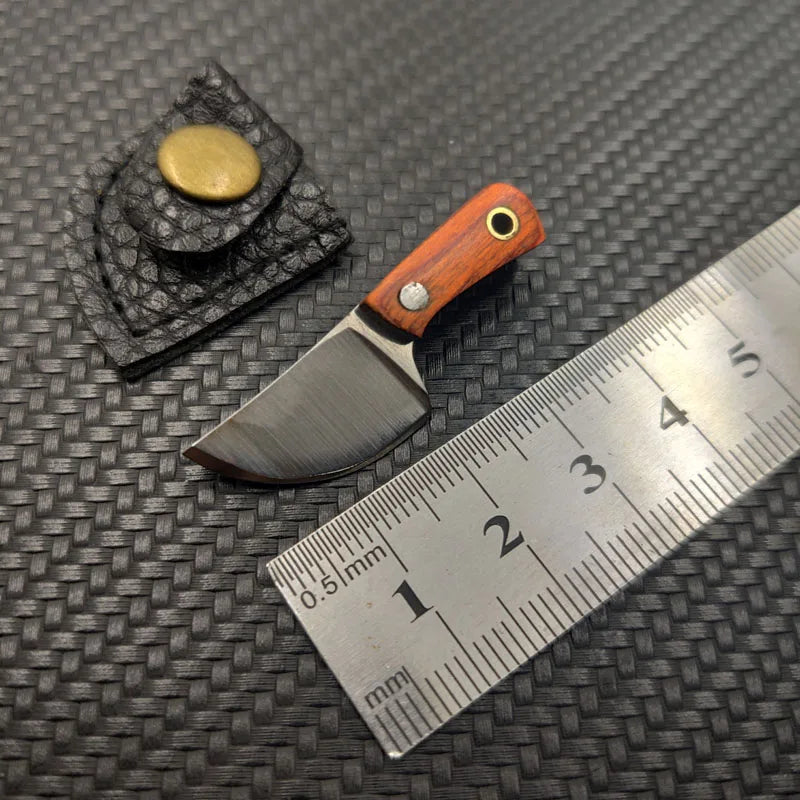 Swayboo Mini Damascus Keychain Knife – Fixed Blade Pendant Fixed Blade Knife Qst Silver