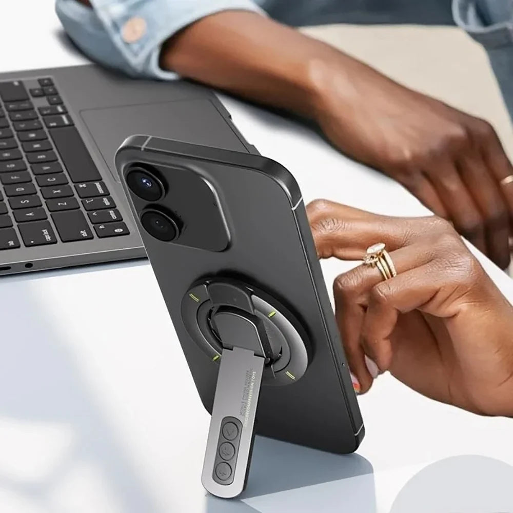 Double-Sided Magnetic Phone Holder 360° Rotating Desk Stand Magnetic Phone Stand Qme