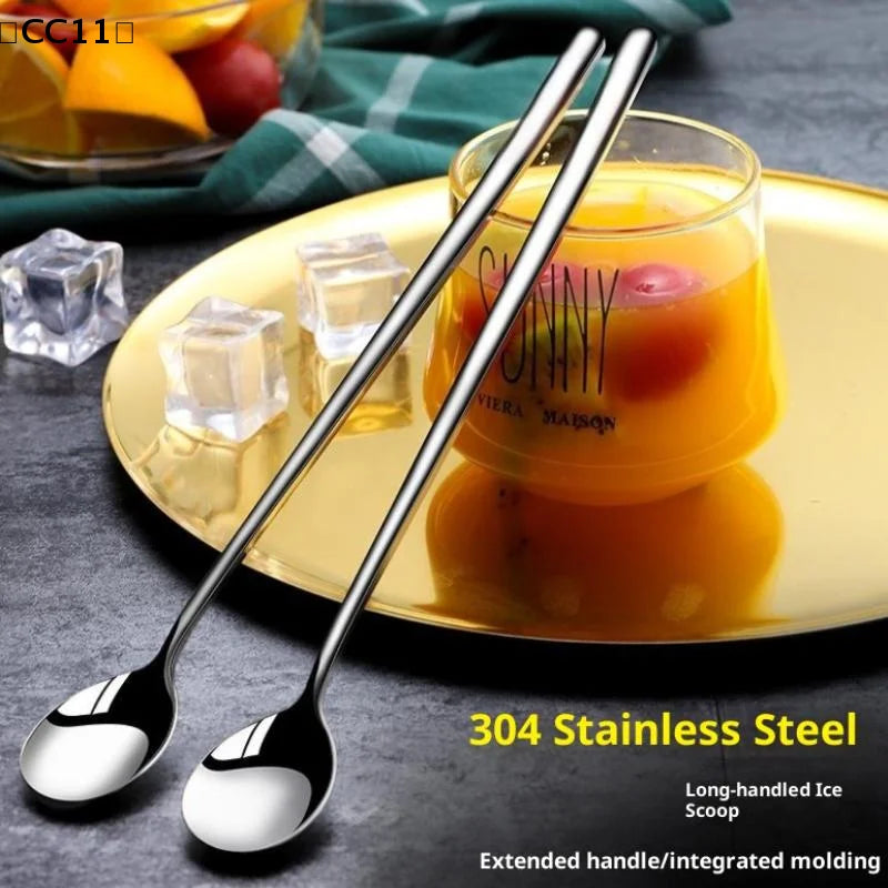 304 Stainless Steel Long Handle Spoon – Coffee & Ice Cream Long Handle Spoon Qme