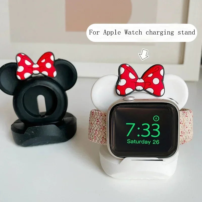 Mickey & Minnie Mouse Apple Watch Charger Stand | Cartoon Desk Holder Watch Charger Stand Qme