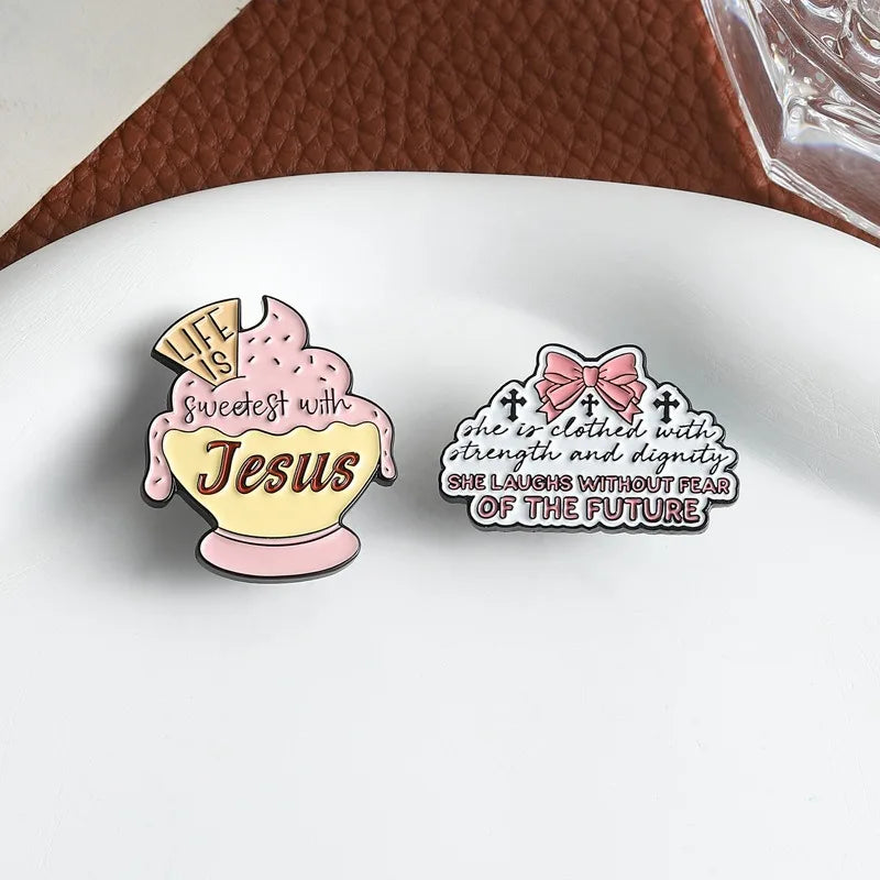 Pink Ice Cream Enamel Lapel Pin | Sweet Dessert Metal Badge Enamel Lapel Pin Qme