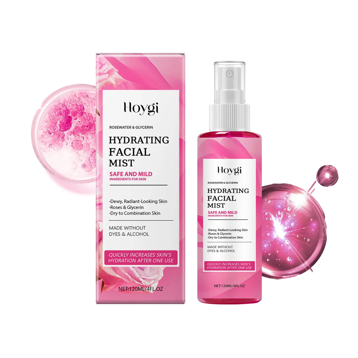 Hoygi Rose Moisturizing Facial Spray – Toner & Pore Minimizer Facial Toner Spray Qst 120ml