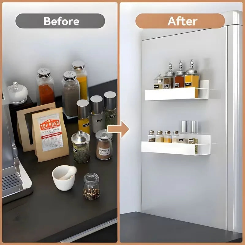 Magnetic Spice Rack Organizer for Fridge – 4-Pack Steel Magnetic Spice Rack Qme