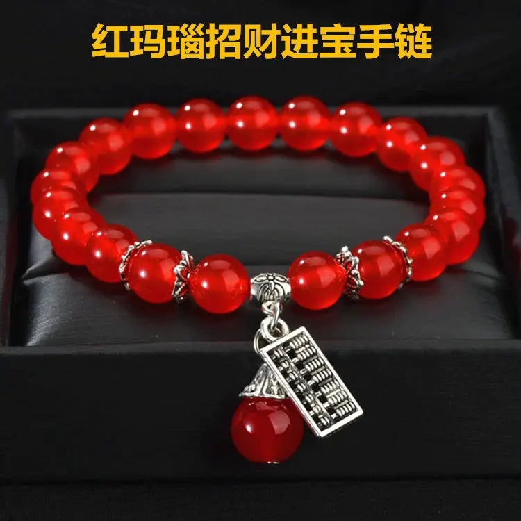 Natural Agate Amethyst Abacus Beaded Bracelet | 8mm Gemstone Beaded Stone Bracelet Qme