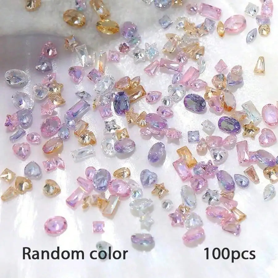 Colorful Zirconia Mini Nail Rhinestones 3D Charms – 50/100pc Nail Art Rhinestones Qme 100pcs