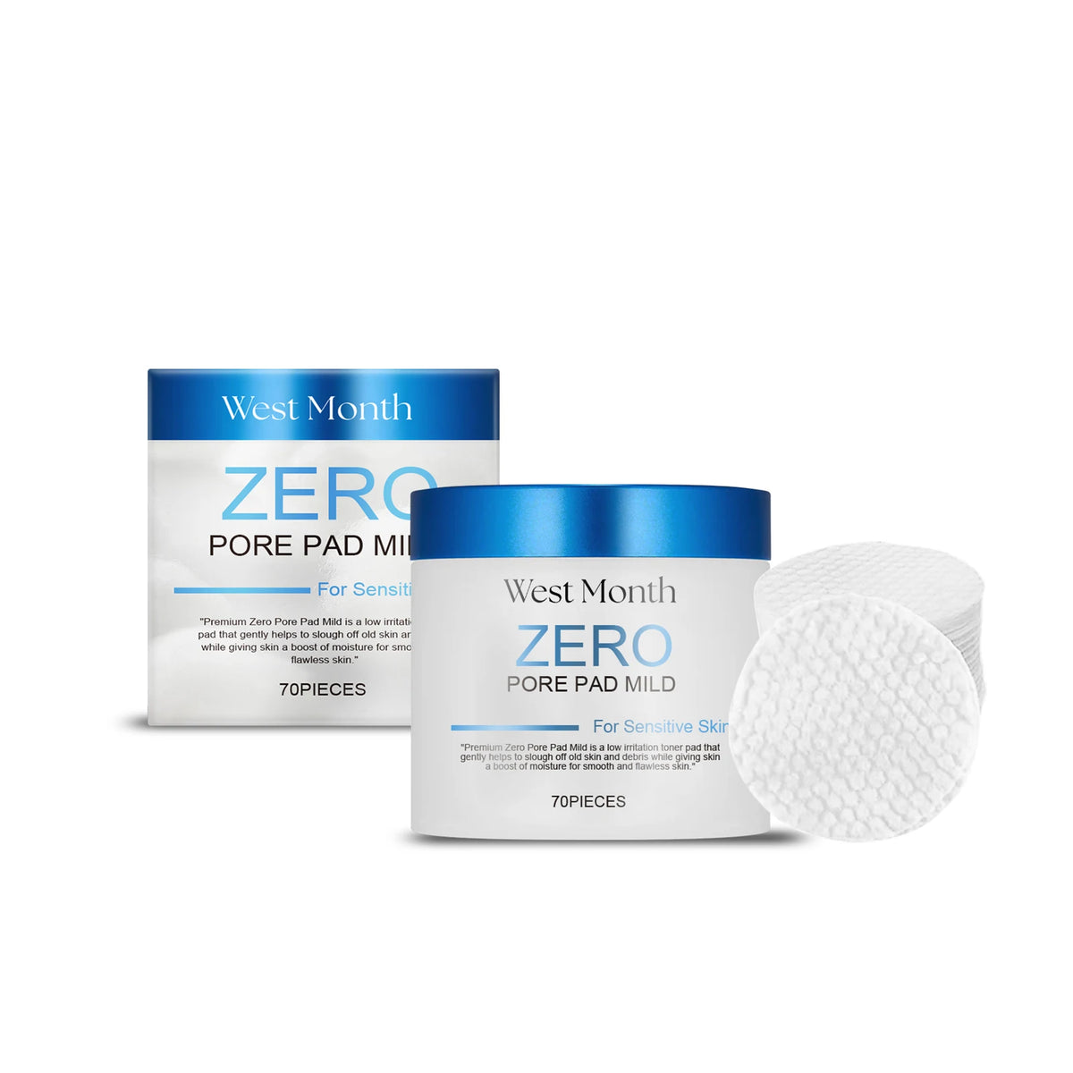 West Month Salicylic Acid Toner Pads – Exfoliating, 70pcs Facial Toner Pads Qst 70 pieces Boxed