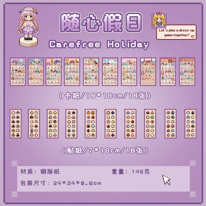 TIANZI Pixel Die-Cut Sticker Book – DIY Diary & Planner DIY Sticker Book Qme A