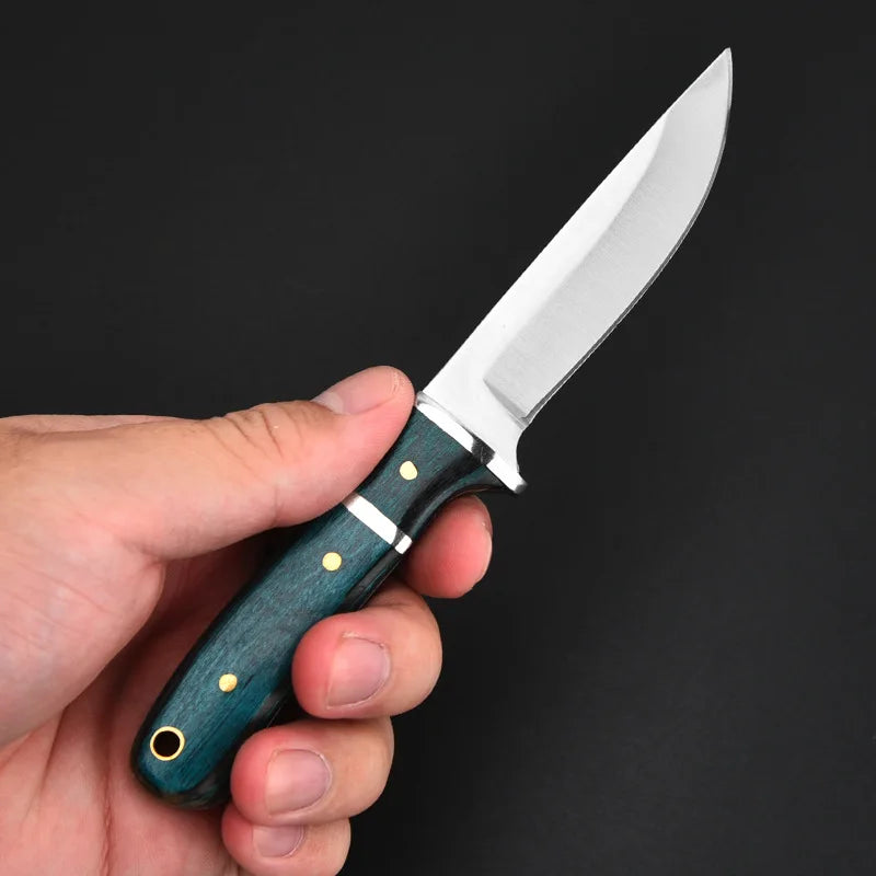 Swayboo Fixed Blade Knife – Stainless Steel Wood Handle BBQ Fixed Blade Knife Qst