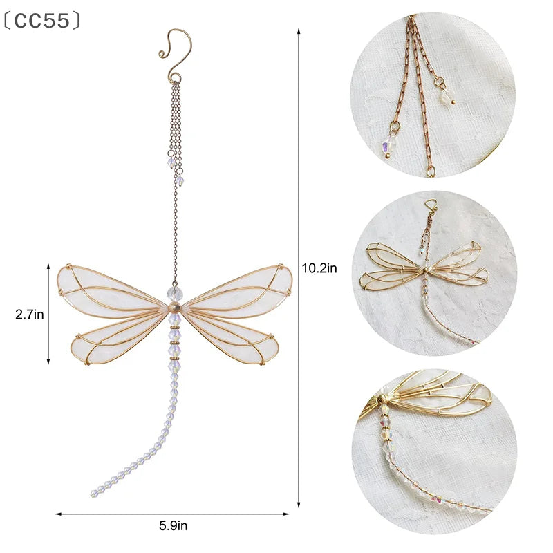 Metal Dragonfly Crystal Suncatcher – Window & Garden Ornament Crystal Suncatcher Qst