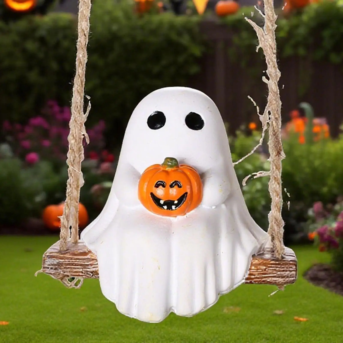 Ghost Pumpkin Halloween Swing Ornaments – Weather-Resistant Halloween Ornament Qme