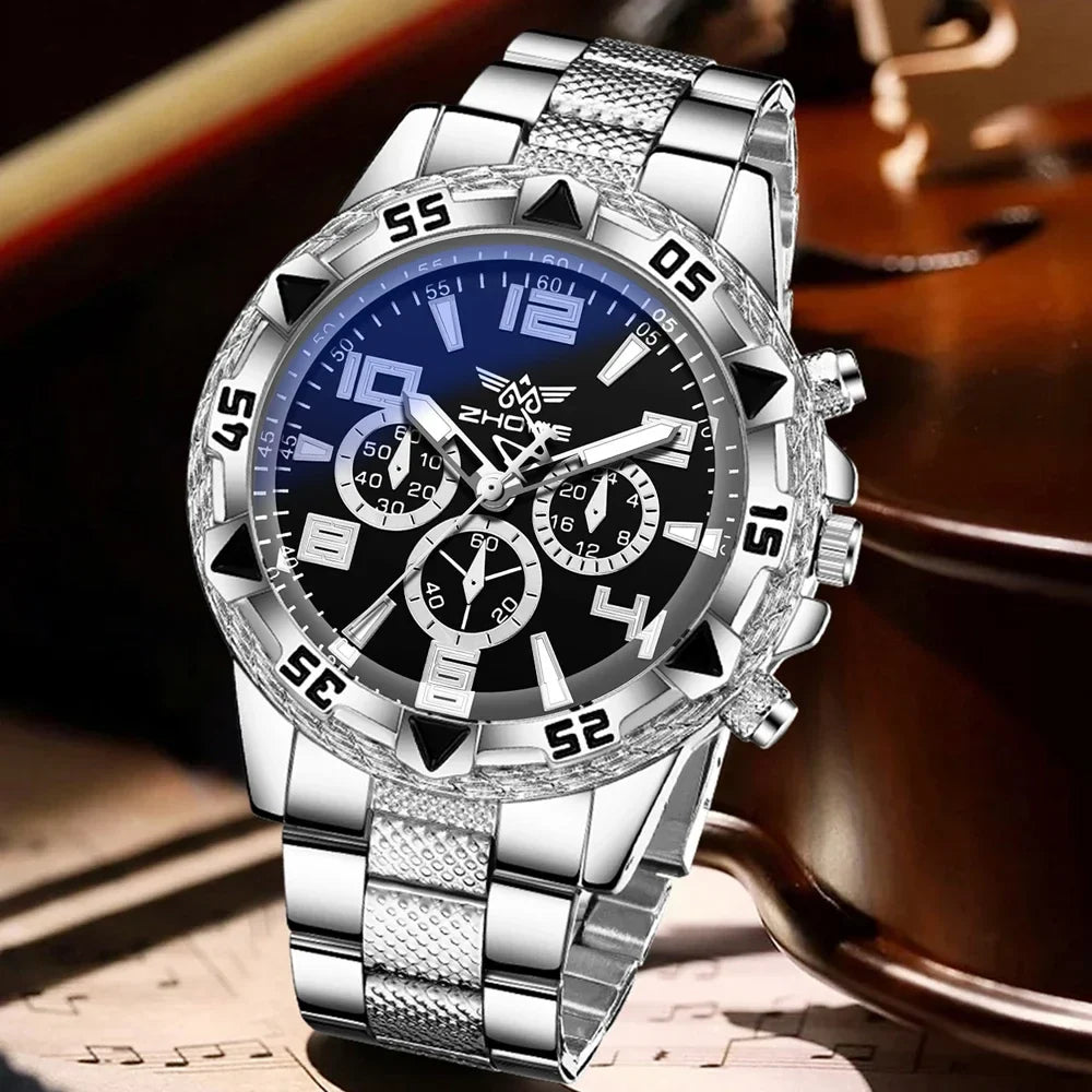 Silver Men's Quartz Watch – Business & Everyday Fashion Men's Quartz Watch Qme