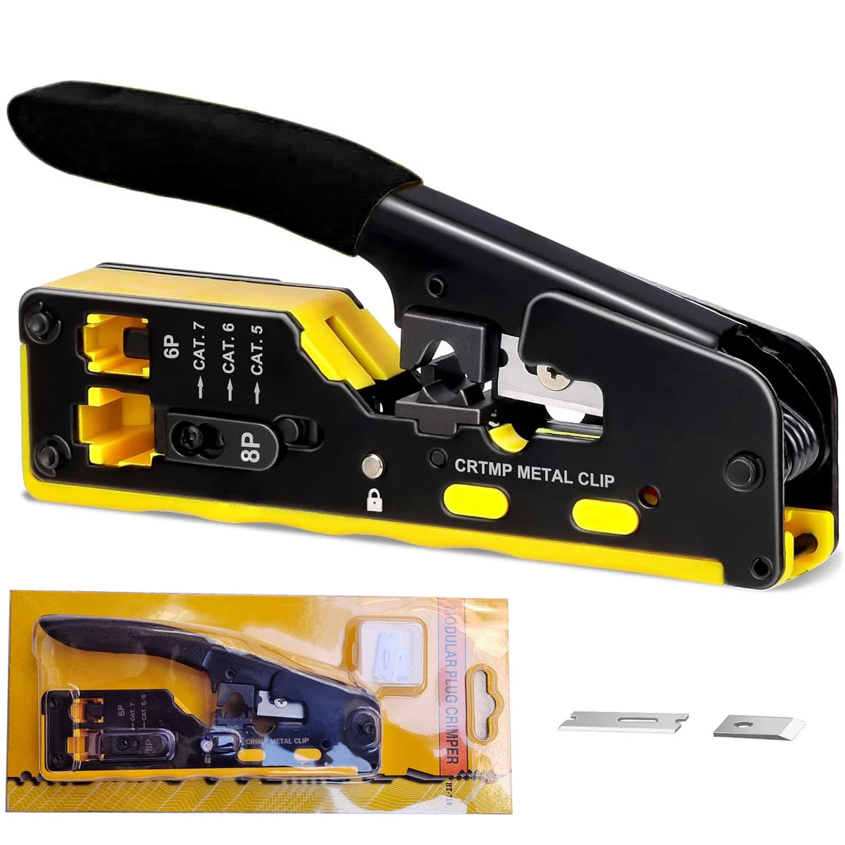 RJ45 Pass-Through Crimp Tool – Cat5 Cat6 Cat7 & RJ11 Network Crimp Tool Qme