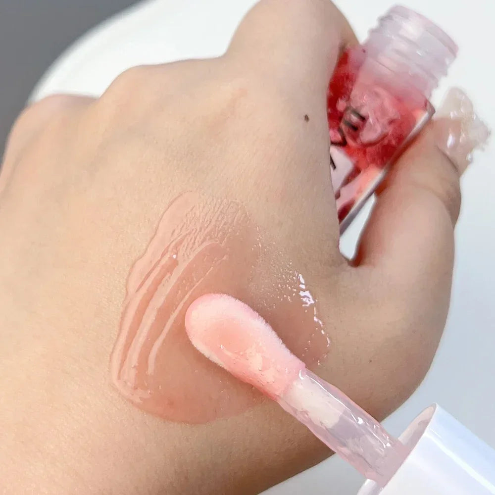 Strawberry Jelly Lip Oil Glossy Tint Glaze | Moisturizing Lip Color Tinted Lip Oil Glaze Qme