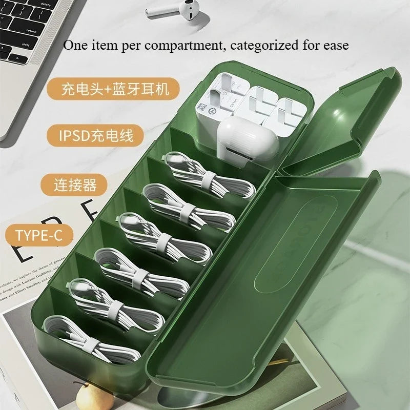 Desktop Cable Organizer Box with Lid – Cord Management Storage Cable Management Box Qme