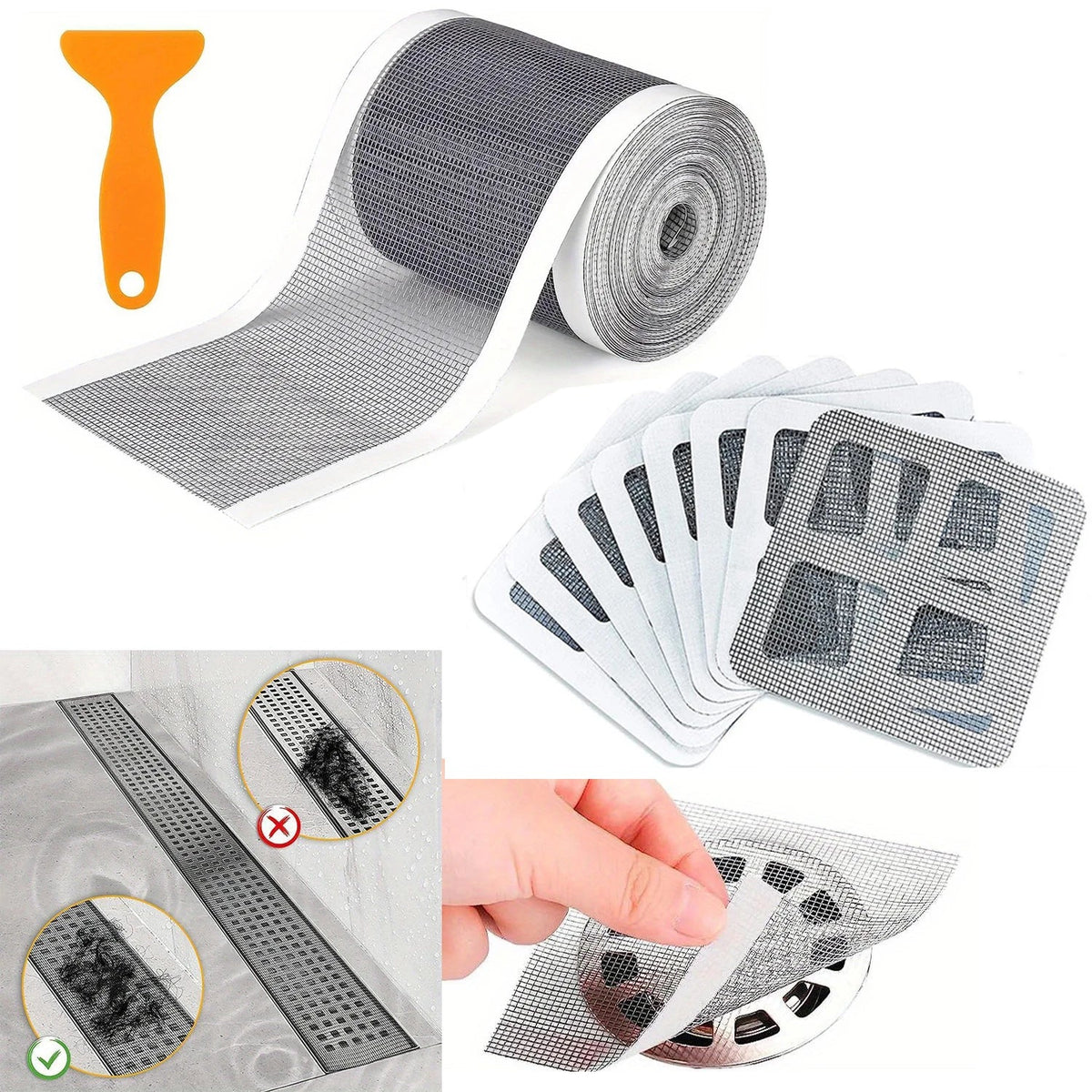Disposable Shower Drain Hair Catcher Mesh Cover & Strainer Drain Hair Catcher Qme