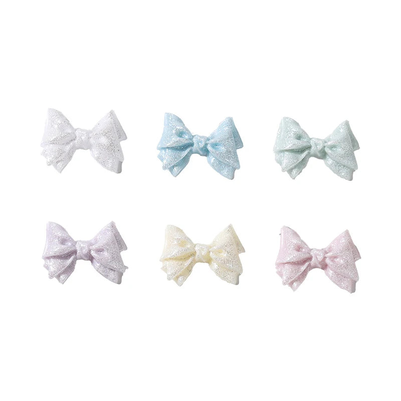 50PCS 3D Bow Nail Art Charms – Kawaii Pearlescent Resin Decor Nail Art Charms Qst