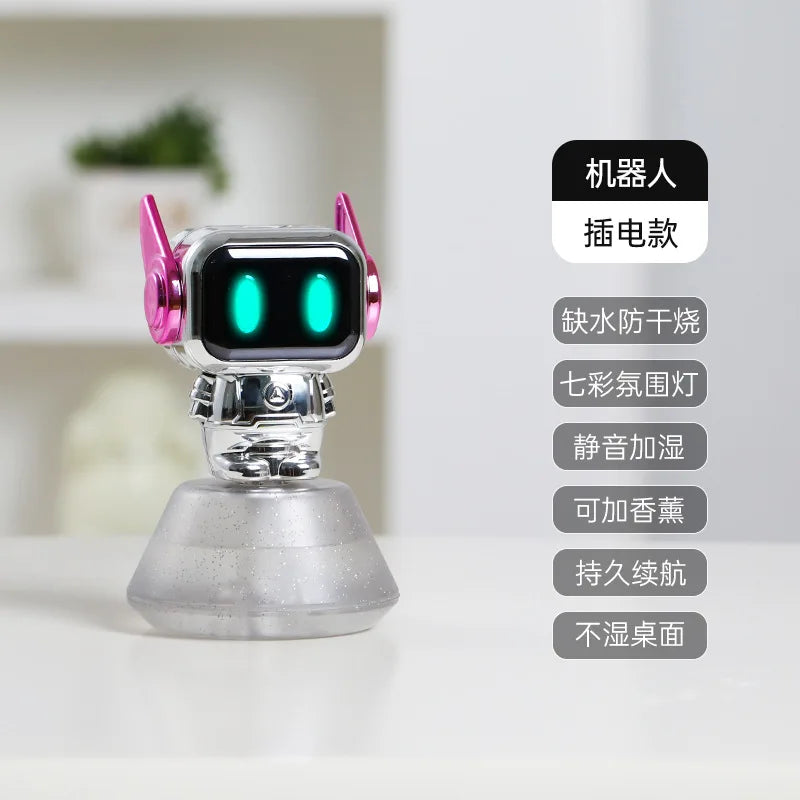0.5L Cute Robot USB Humidifier – Desktop Air Moisturizer Desktop Humidifier Qst LX931J Grey
