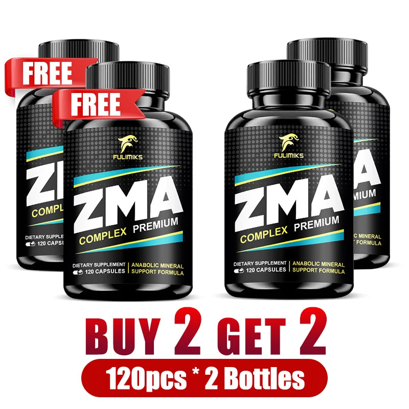 ZMA Supplement Capsules – Zinc, Magnesium & Vitamin B6 120ct Mineral Supplement Qst 4 Bottles-120pcs