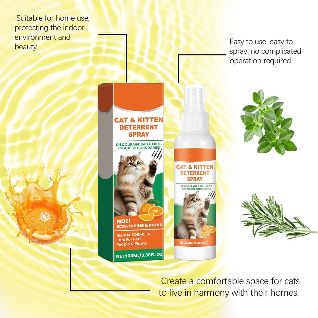 Cat No Scratch Spray – Natural Furniture Protector 100ml Cat Training Spray Qme