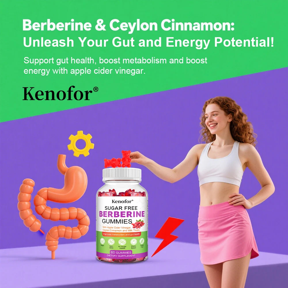Berberine Gummies – Ceylon Cinnamon & Milk Thistle | 60ct Herbal Gummy Supplement Qst