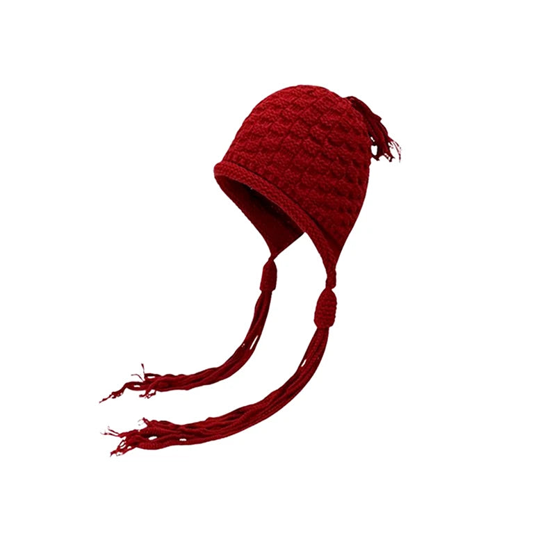 Women's Handmade Knitted Winter Hat – Crochet Ear Warmth Cap Knitted Winter Hat Qst A15