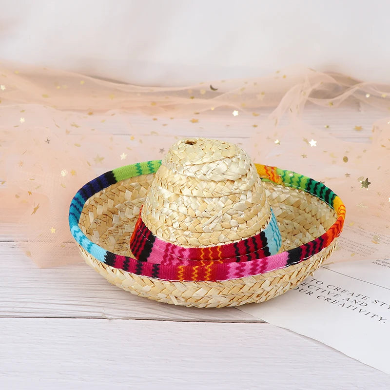 Mini Straw Hat for Dogs & Cats – Beach Party Pet Costume Pet Costume Hat Qst
