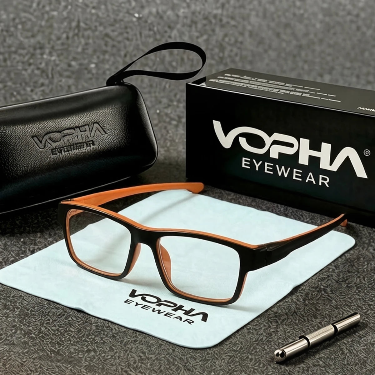 VOPHA Sport Square Reading Glasses Blue Light +1.0 to +3.0 Reading Glasses Qst 200 Orange