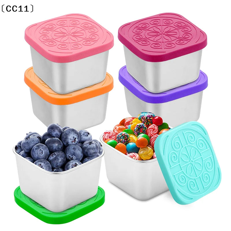 Stainless Steel Snack & Seasoning Container with Silicone Lid Food Storage Container Qme