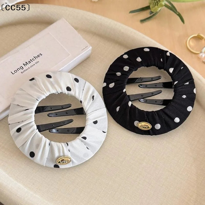 Polka Dot Flat Pancake Hair Claw Clip – Non-Slip & Soft Padded Hair Claw Clip Qst