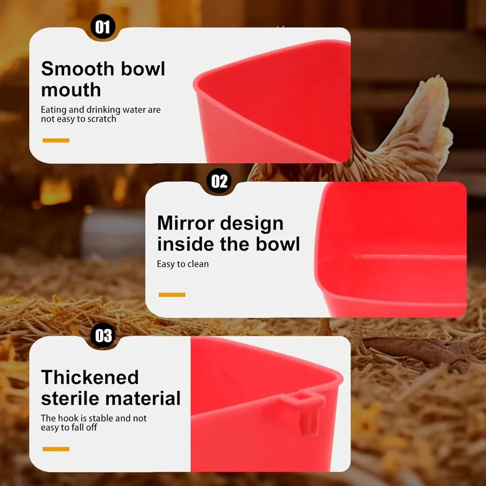 Hanging Plastic Chicken Coop Feeder & Drinking Bowl – 6 Pack Poultry Feeder Bowl Qme
