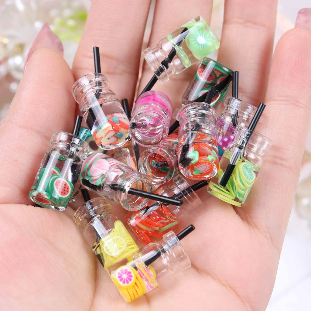 Fruit Slice Drink Bottle Resin Charms – DIY Jewelry Making DIY Resin Charm Qme Random color 10pcs