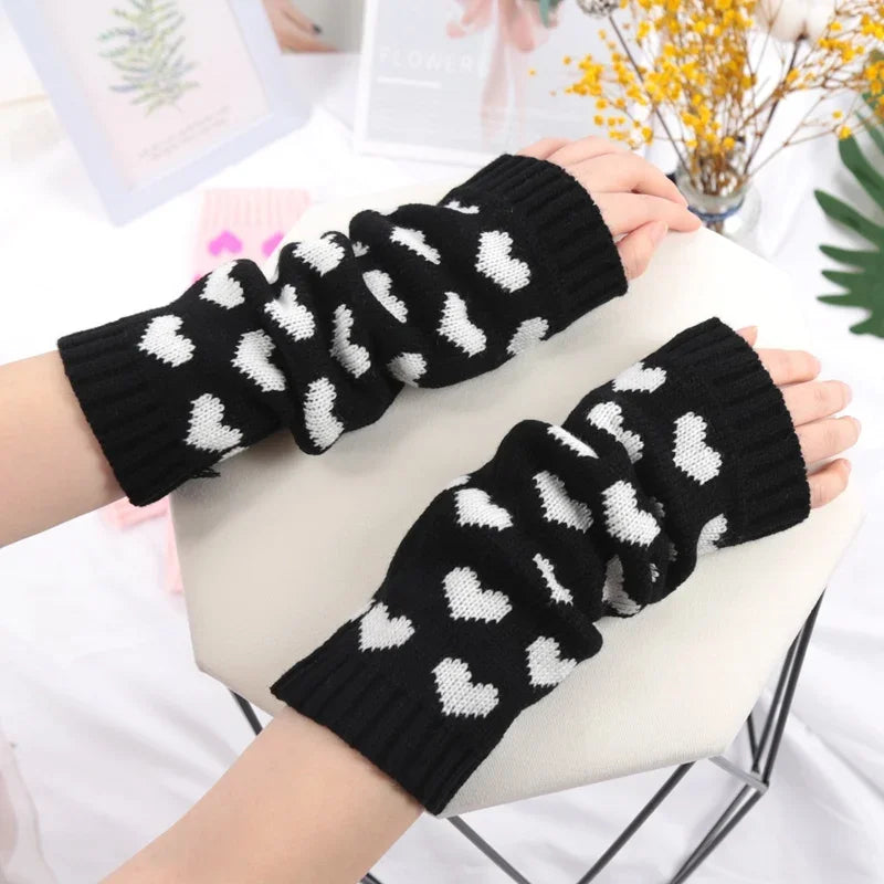 Y2K Lolita Heart Knit Leg Warmers – Women's Knee Warmers Knit Leg Warmers Qme
