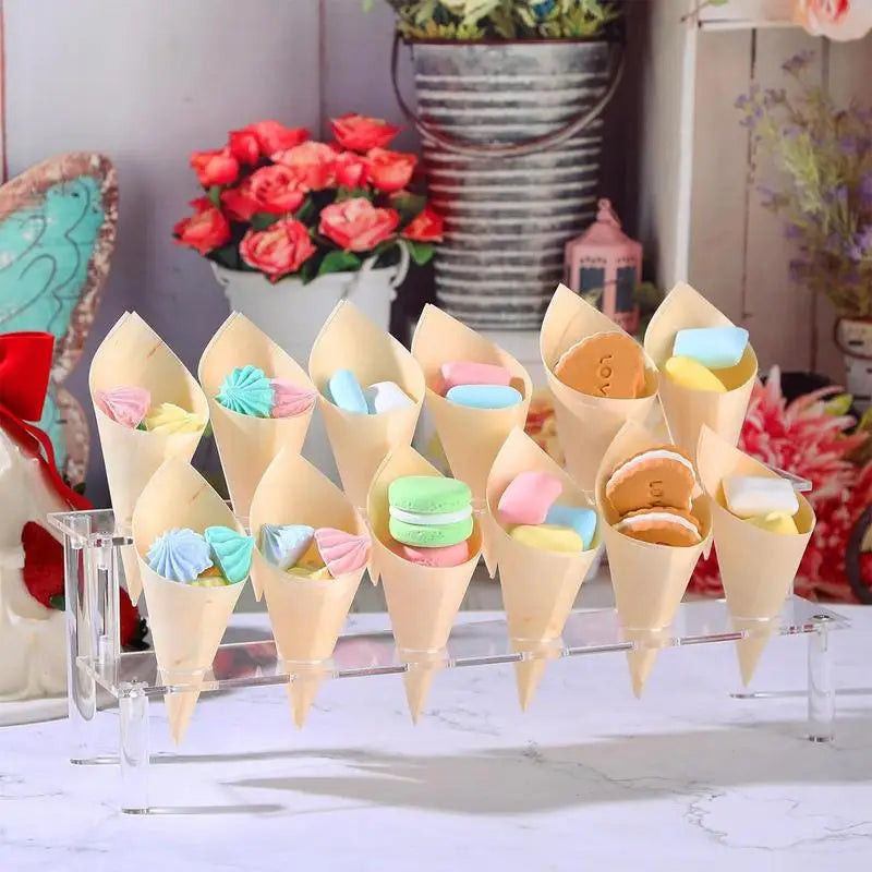 Clear Acrylic Ice Cream Cone Stand – 12-Hole Double-Layer Dessert Display Stand Qst