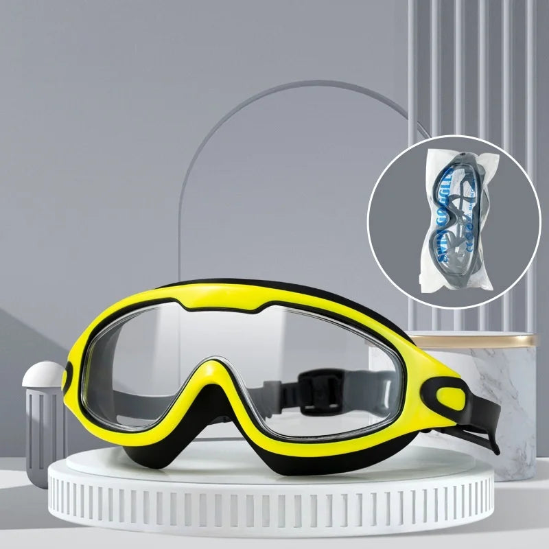 Wide-Frame Silicone Swimming Goggles – Anti-UV Anti-Fog Swimming Goggles Qst Yellow