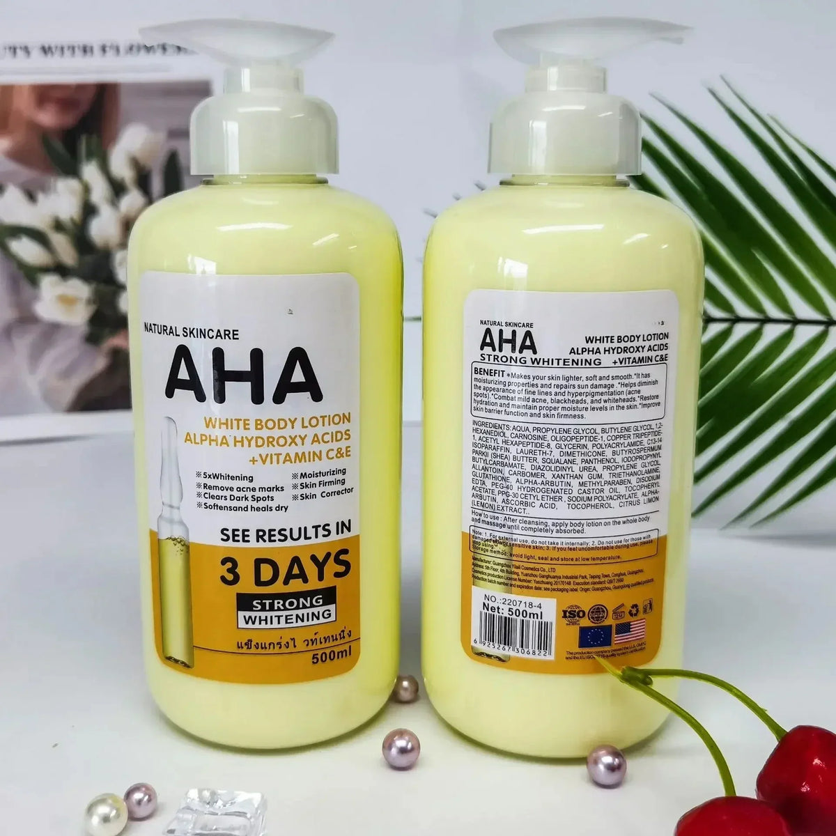 Whitening Body Cream Hydroxy Acids Vitamin C & E – 500ml Whitening Body Cream Qme