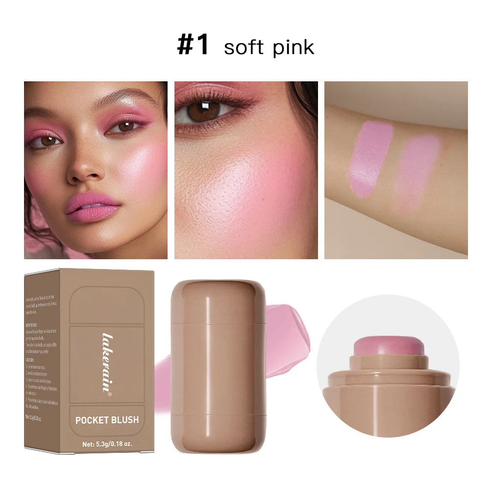 Lakerain Cream Blush Stick – Multi-Use Lip & Cheek Color Cream Blush Stick Qst soft pink